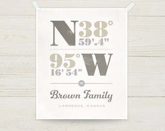 GPS Coordinates Print, Unstretched Canvas Print, Personalized Longitude Latitude Sign