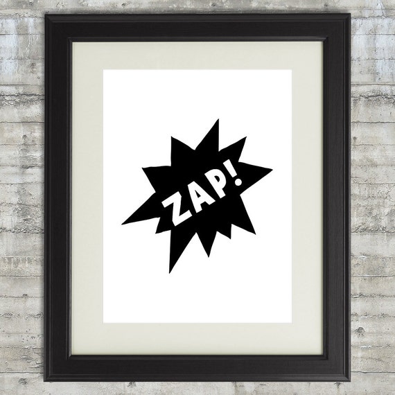 ZAP Superhero Wall Decor Comic Burst Printable Black And