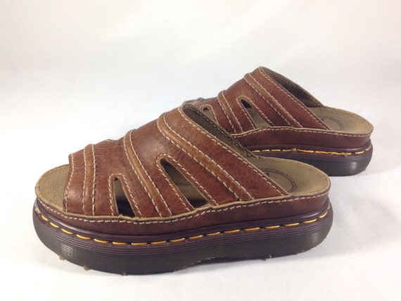 Dr. Martens Air Wair Open Toe Brown Leather Slide Sandals
