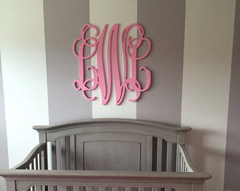 Large Wooden Monogram Letters, 24 inch Wooden Monogram, Wedding Guest Book, Nursery Monogram, Unpainted Monogram, Unpainted Wooden Letters