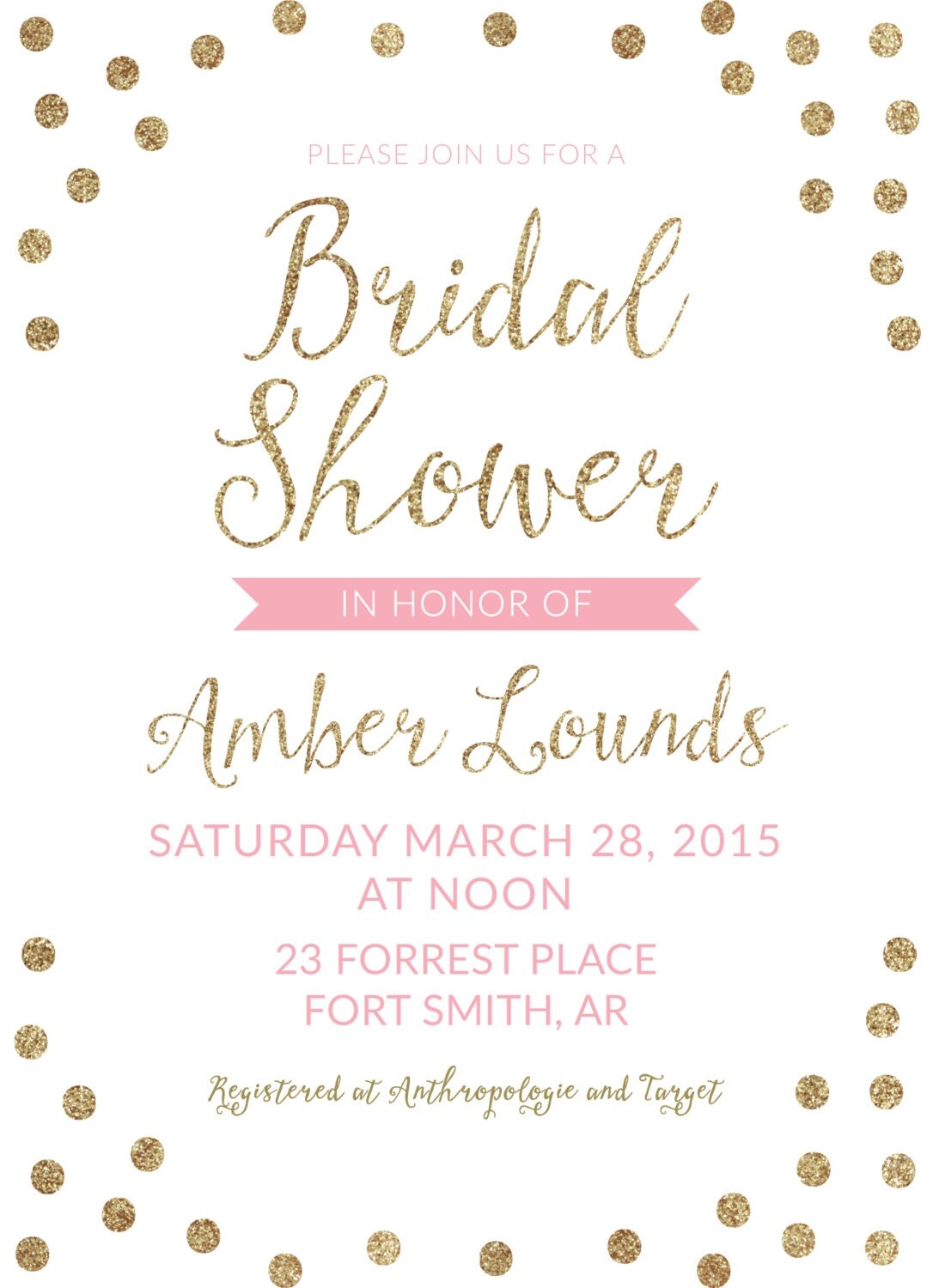 Glitter Bridal Shower Invitation Printable by MissMacDesigns1