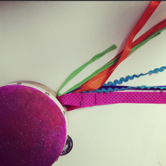 Fun colorful handmade 6 AP wood tambourine hand by BangBang714