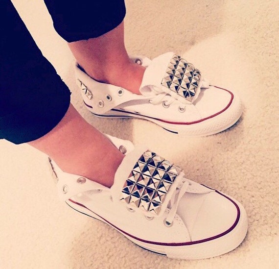 white studded sneakers
