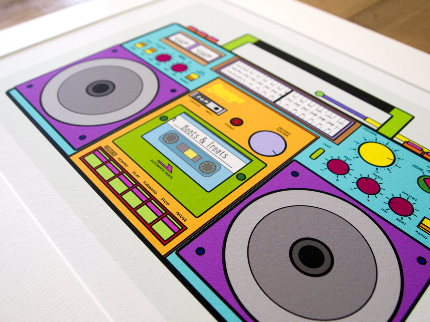Boombox Blue A4 Print