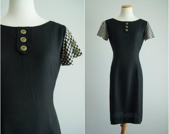 vintage 1960s dress / 60s black wiggle dress / vintage black dress / medium / Dirty Martini Dress