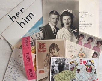 Treasure Bag of Fun Epherema, Wedding Photo, Postcards
