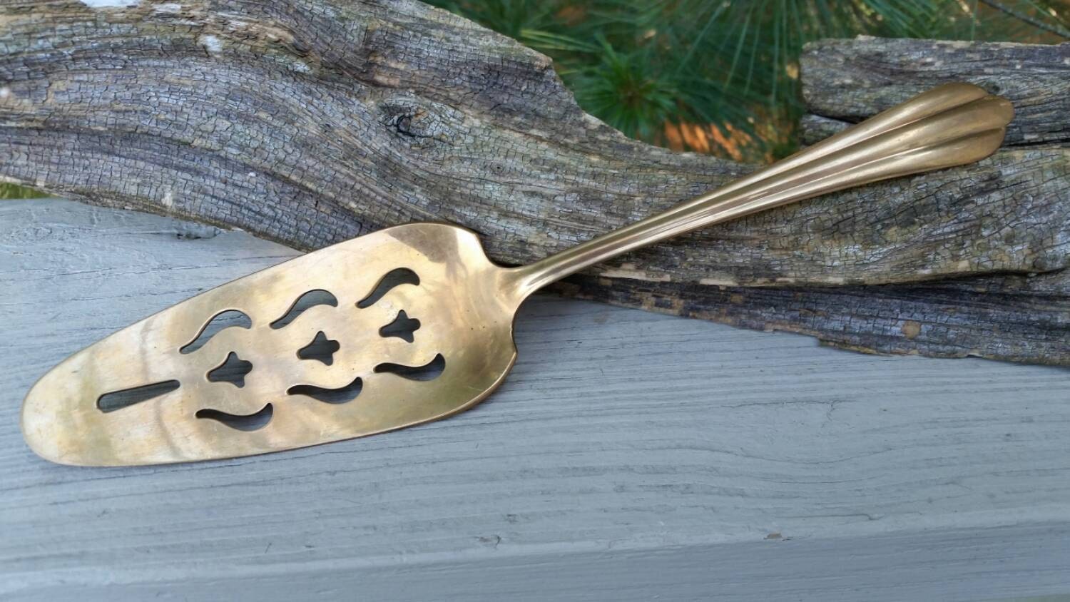 Vintage Slotted Gold Plated Wedding Cake/Pie Server Haute Juice