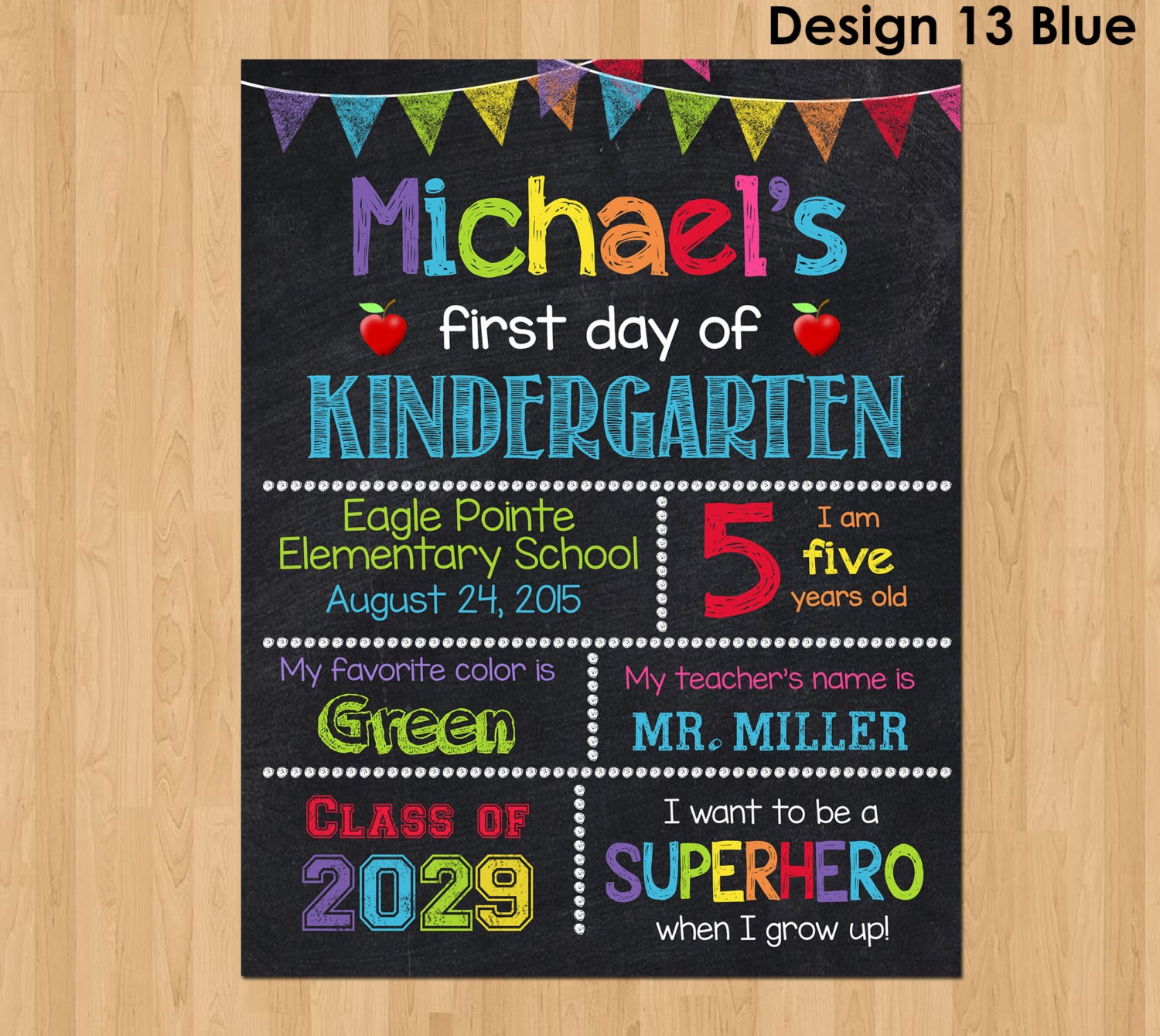 First Day Of Kindergarten Sign First Day Of School Chalkboard