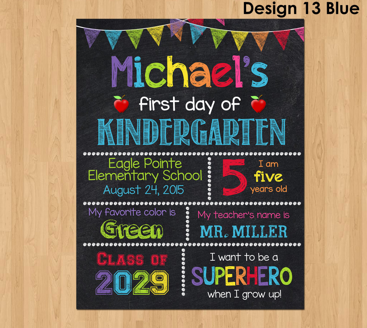 first day of kindergarten sign 2016 free