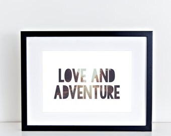 Items similar to Love is an Adventure Typography Vespa Art Print ...