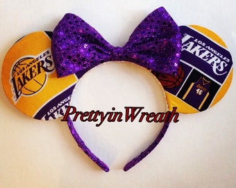 LA Lakers inspired Mickey Mouse ears headbands