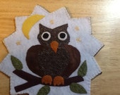 OwlTable Mat/Upcycled Wool Mat/Owl Candle Mat
