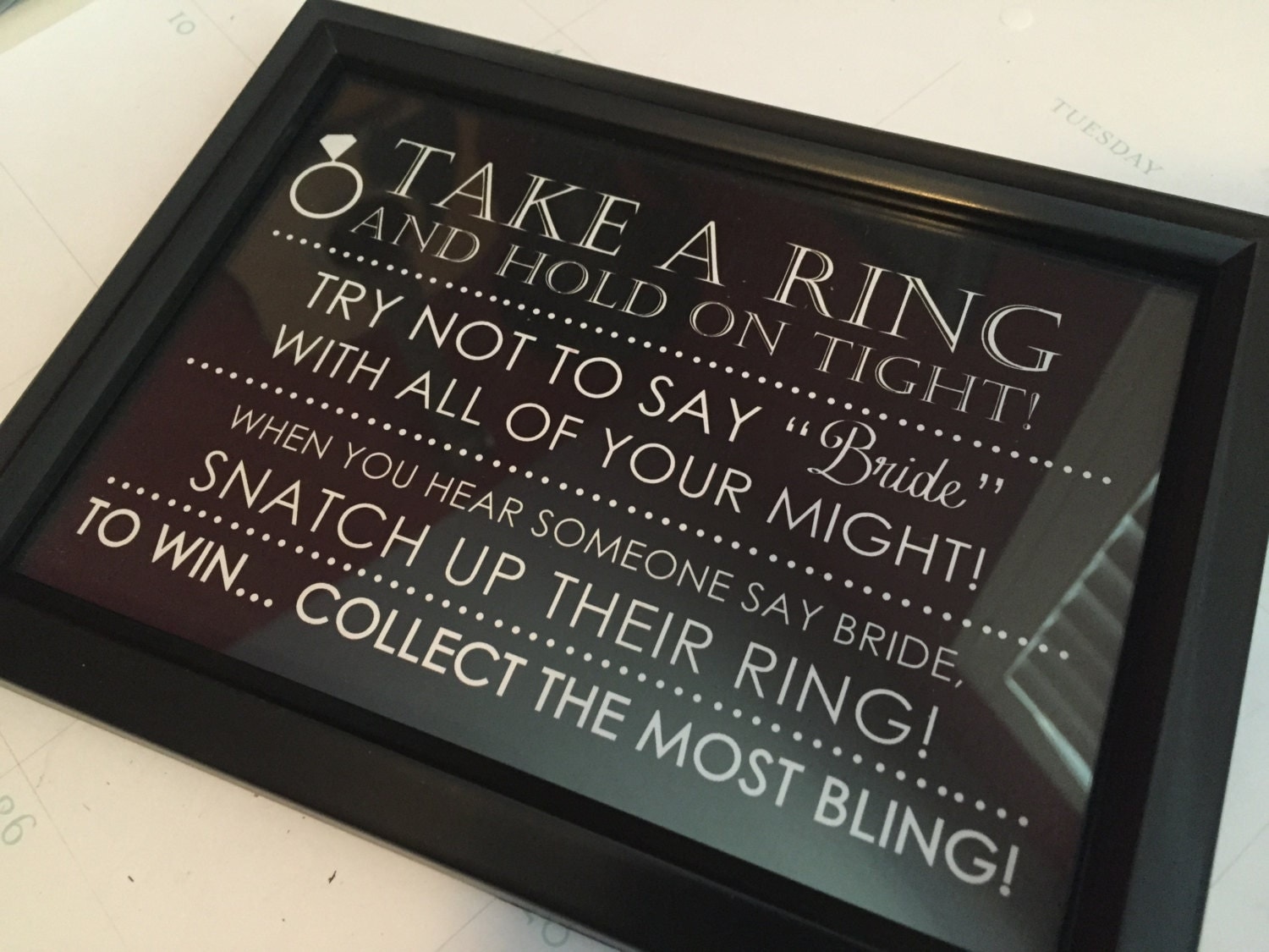 Bridal Shower Games Ring Game Sign Don t Say