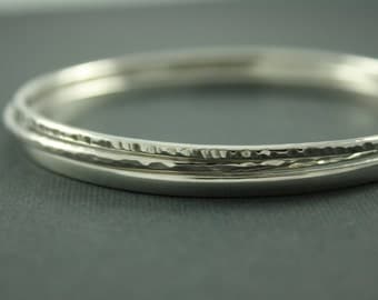 Bangle Bracelet Set, Sterling Silver Bangles, Set of Three Bangles, Thin Silver Bangles