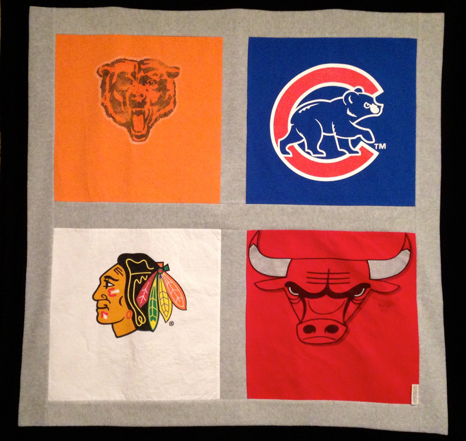 Chicago Sports Teams Fleece Tshirt Blanket Cubs Sox by 4Keepsies