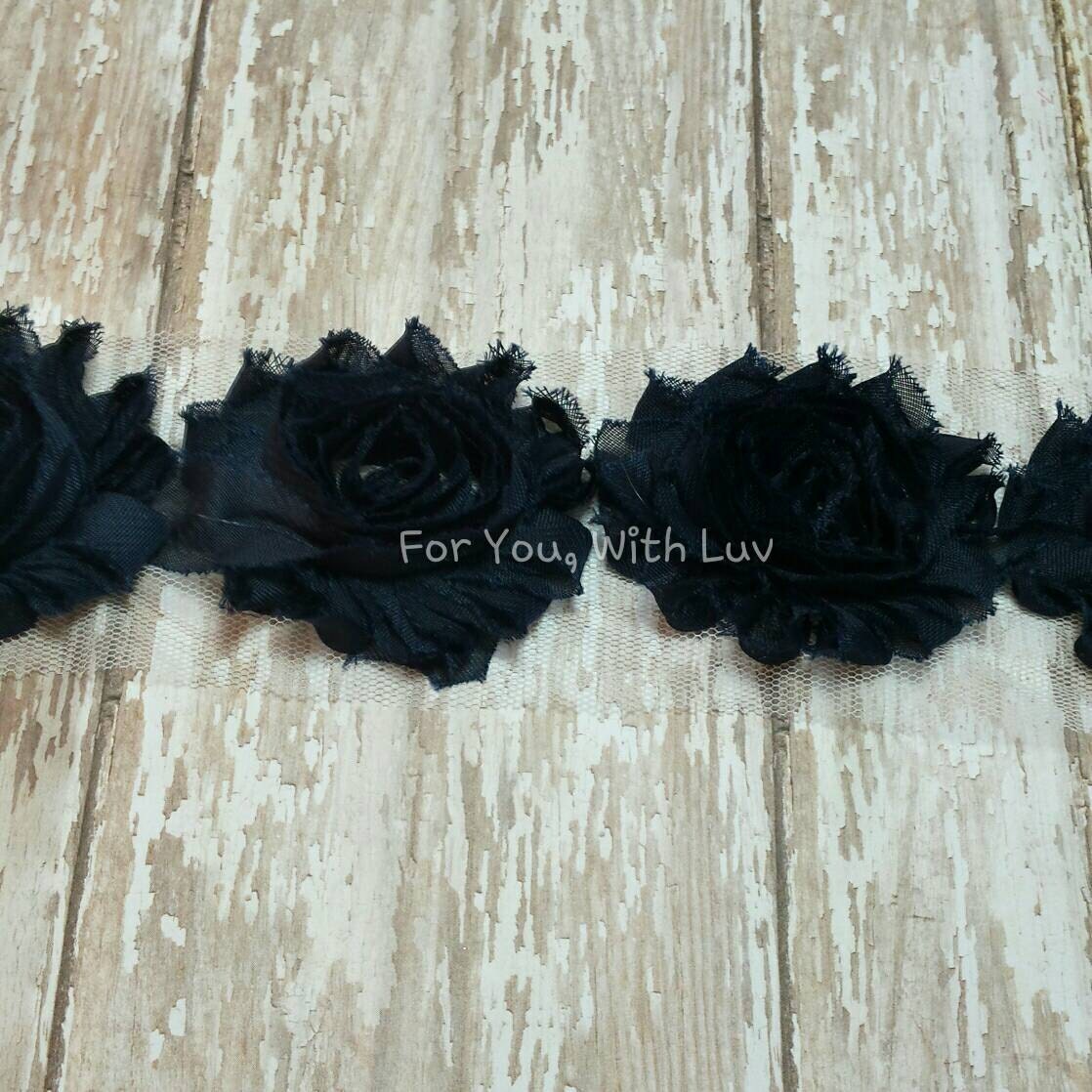 navy blue shabby rose trim frayed shabby craft diy flowers by the yard fabric shabbies navy blue shabby rose trim frayed shabby craft diy flowers by the yard fabric shabbies
