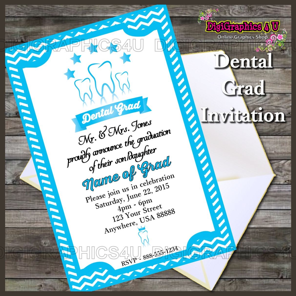 Printable Dental Graduation Party Invitation by DigiGraphics4u