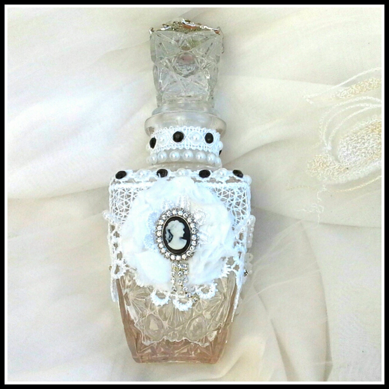 Shabby Chic Bottle Altered Bottle Decorative Bottle 8156