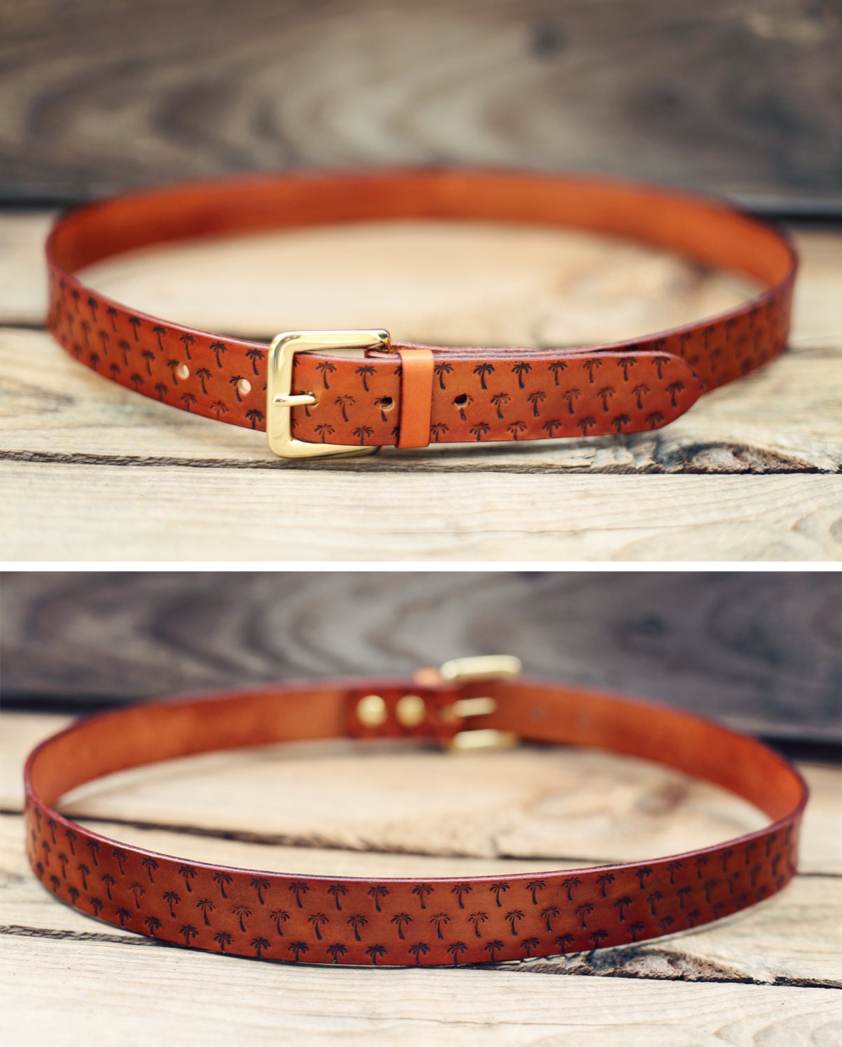 Custom Leather Belt Handmade personalized gift Tan stain