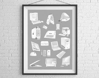 Evolution of the Apple Computer Poster - Computer Geek Art Print - Macintosh Design - Apple Poster - Mac Poster - Computer Poster
