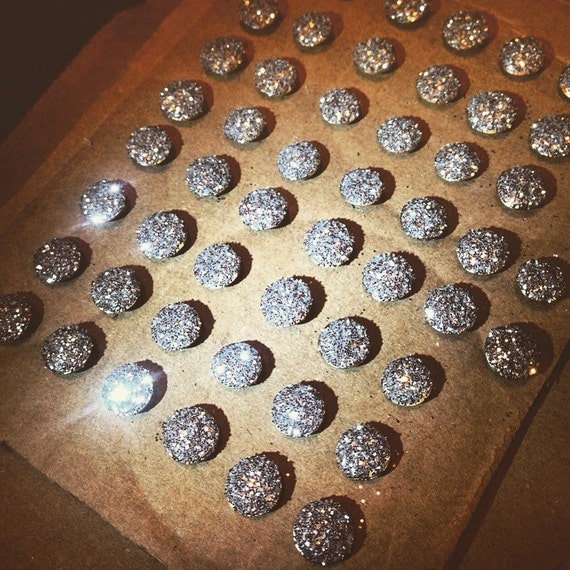 Silver Glitter Push Pins thumb tacks Pin Bulletin Board by Rejunk