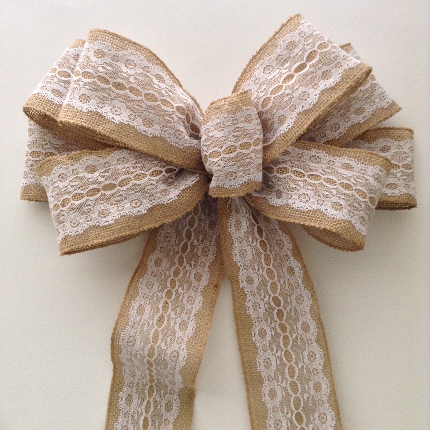 Burlap Wreath Bow Burlap White Lace Bow Handmade And 