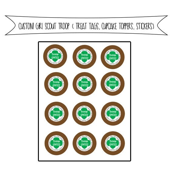Custom Girl Scout Troop Cupcake toppers/ Favor by PartySociety