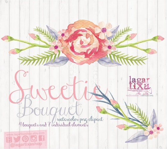 Watercolor Floral clipart PNG wedding bouquet arrangement