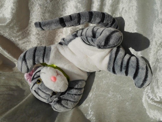 stuffed grey tabby cat