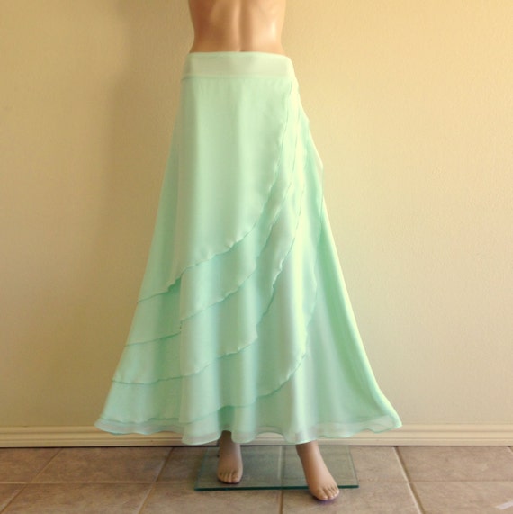 Maxi Skirt. Bridesmaid Skirt. Light Mint Green Skirt