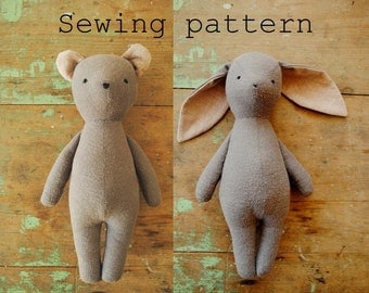 Soft toy sewing pattern /bunny or bear doll / PDF tutorial by Willowynn