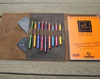 Leather Sketchbook,Strathmore sketchbook,Sketchpad,Leather ipad folio,ipad portfolio sketchbook,leather art journal