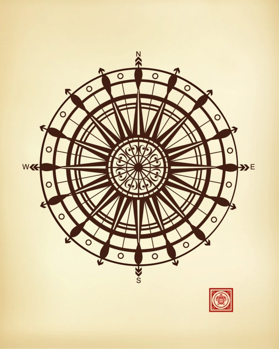 Nautical Compass Mandala vintage inspired by KokuaDesignCompany