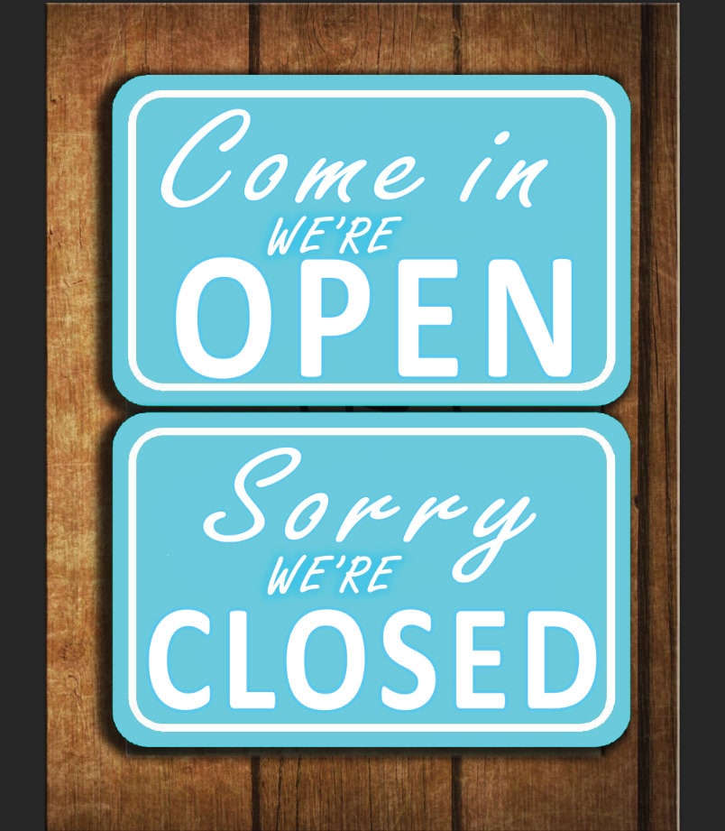 OPEN CLOSED SIGN Vintage style Open Closed Sign Blue Open