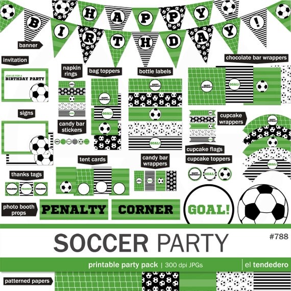 Soccer birthday printable party pack Soccer Party by eltendedero