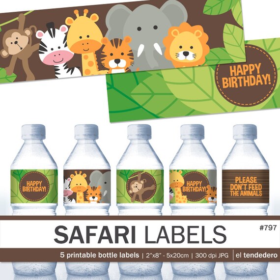 Safari printable water bottle labels for birthday parties "Safari ...