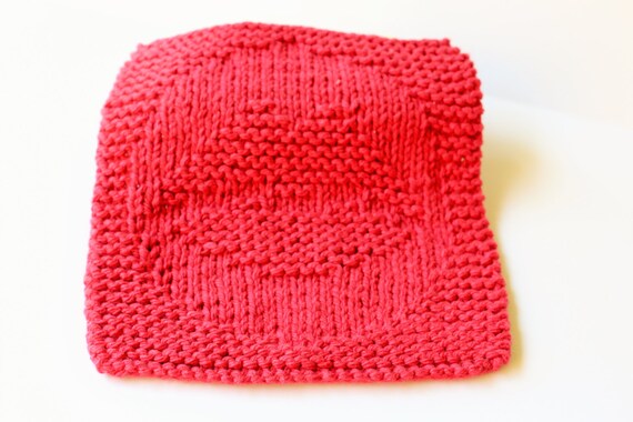 Items similar to Valentines Dishcloth, Red Kiss Dishcloth, Cotton Knit D...