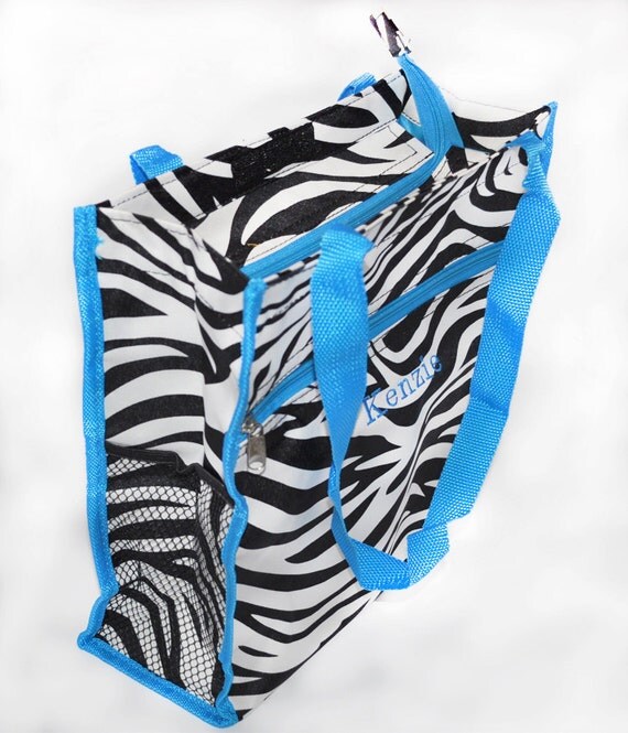 Bright Blue Zebra Monogram Tote Bag, Purse Bag, Diaper Bag Personalize ...
