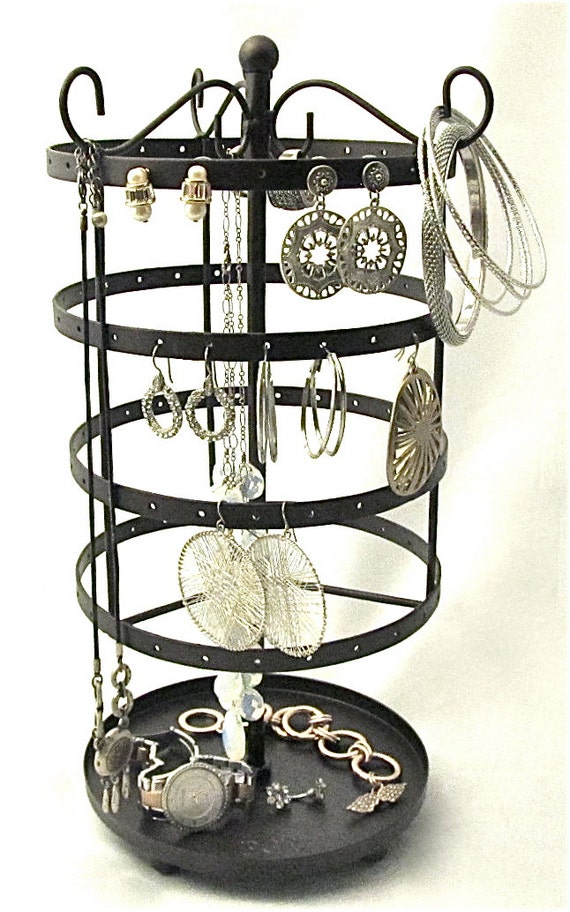 Brown Jewelry Organizer Stand Spinning by