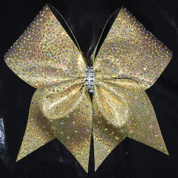 cheer bow rhinestone bow gold cheer bow competition bow