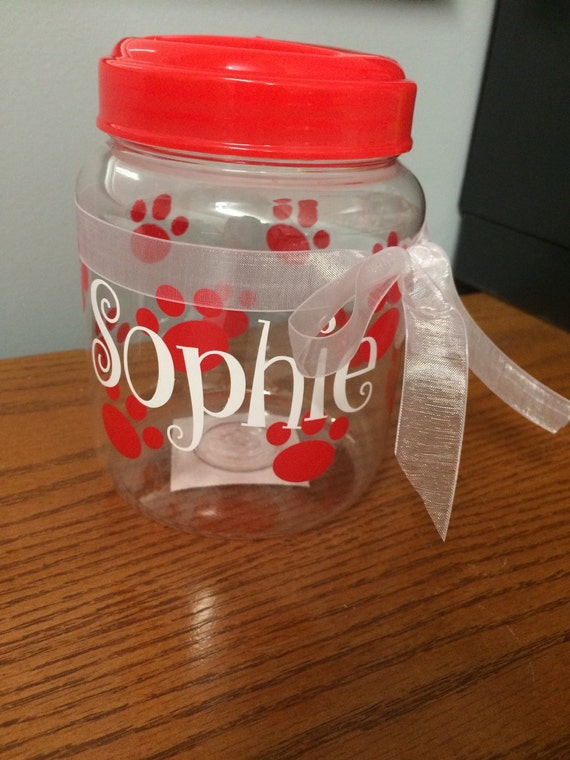 Personalized Dog Treat Container by DaniDeniseFlair on Etsy