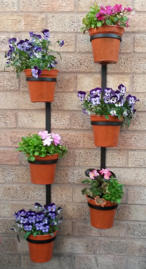 Trio Up The Wall Plant Pot Holder Hanger inc 3 Plant Pots