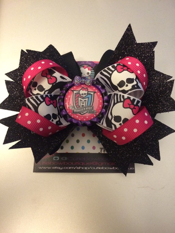 Monster high hair bow by CutieBowBoutique on Etsy