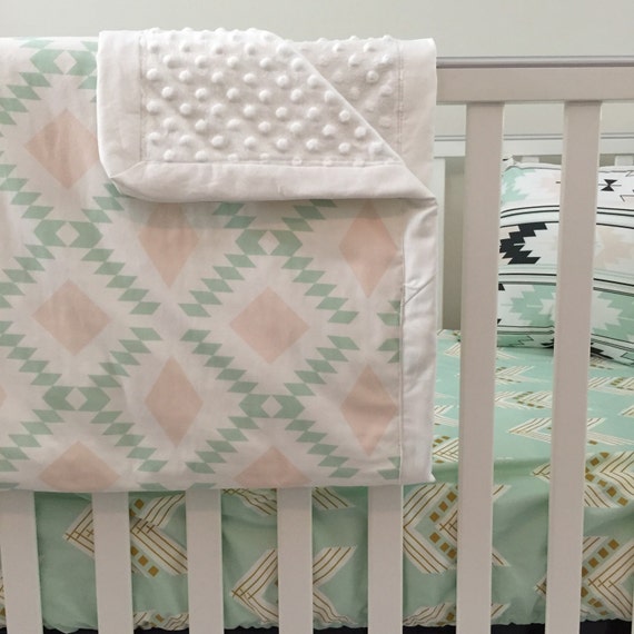Items similar to Custom Pink & Mint Diamond blanket with a minky back