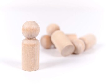 10 Wooden Peg Dolls | Dad Unfinished Peg Dolls | Little Wooden People | Little People | Game Pawns | Paint it yourself Wood People