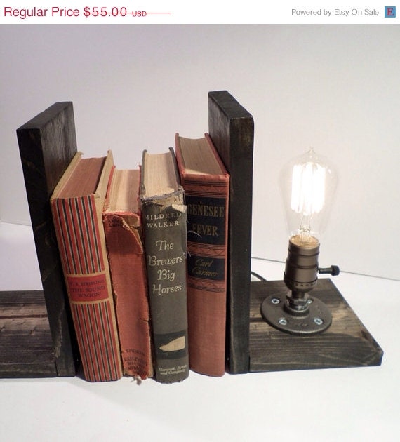 JULY SALE Unique Bookend lampUnique table lampSteampunk table lamp
