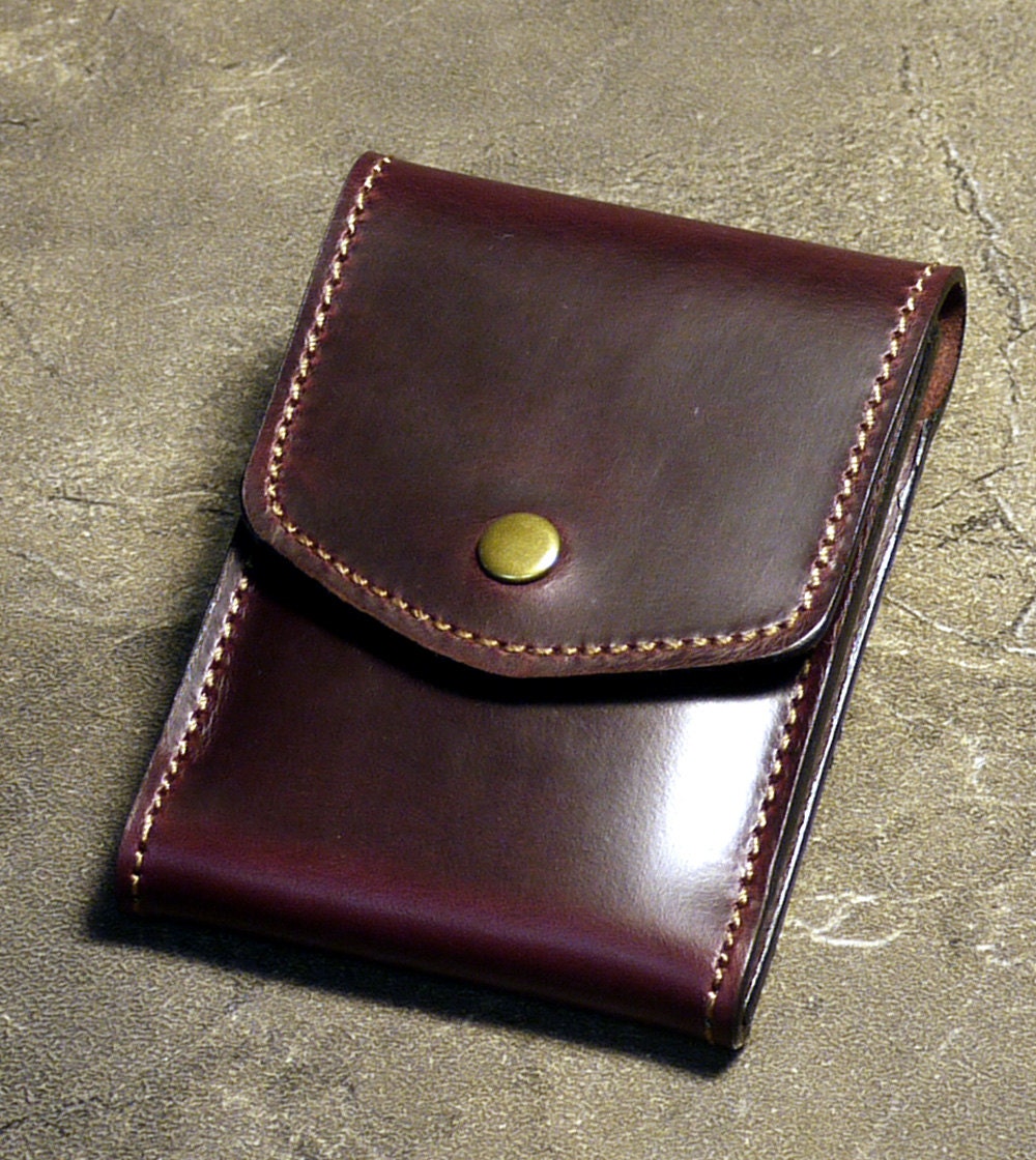 Burgundy Cabrio Horween Leather Wallet Credit Card Business