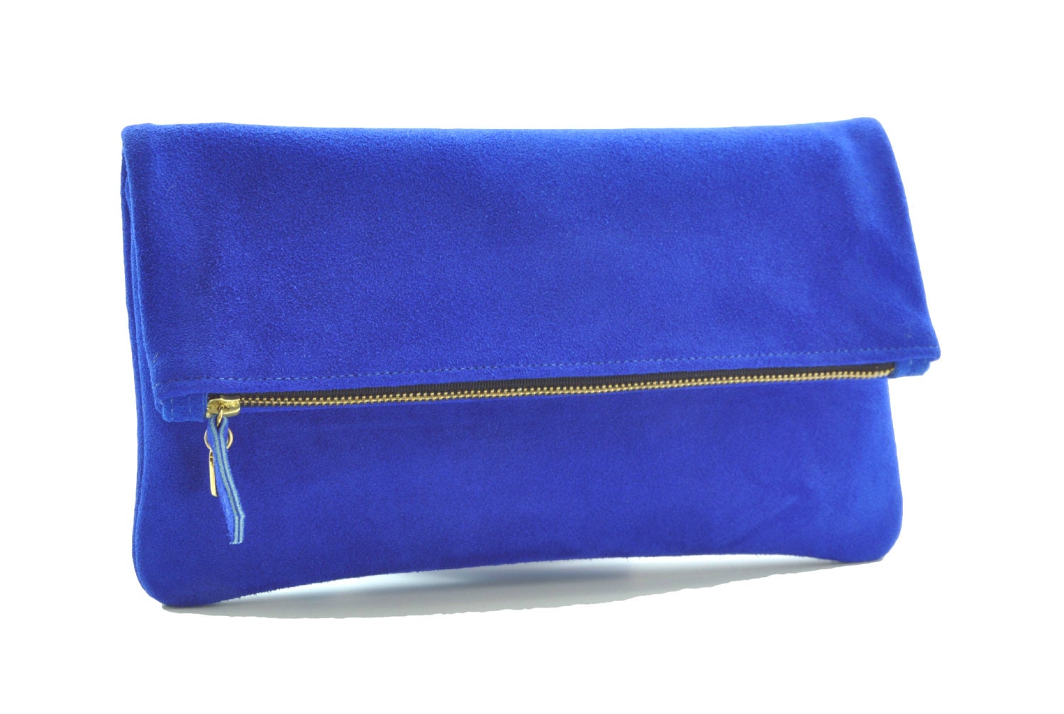 ELECTRIC BLUE Suede Foldover Leather by AnythingbutPlainJane