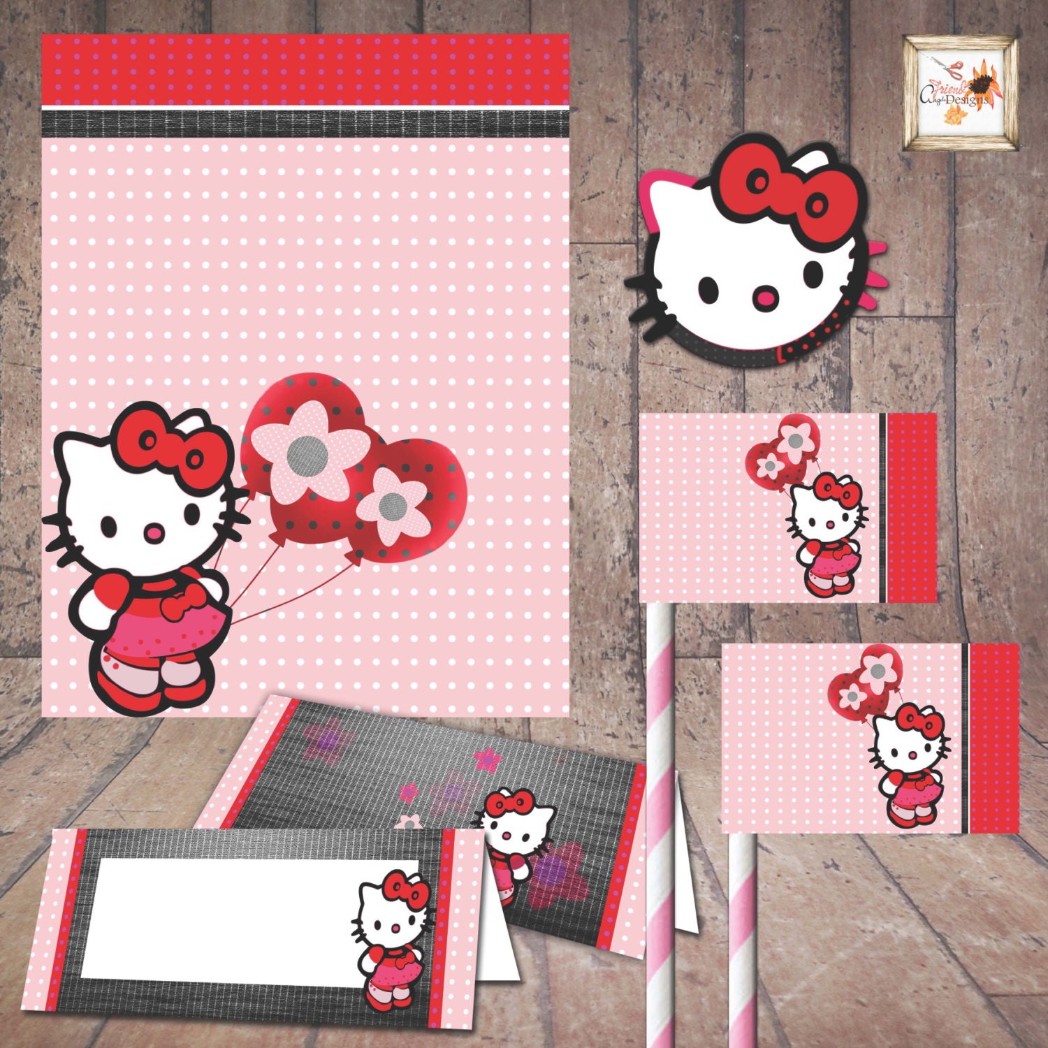 Hello  Kitty  printable party Clip Art Door Sign  by 
