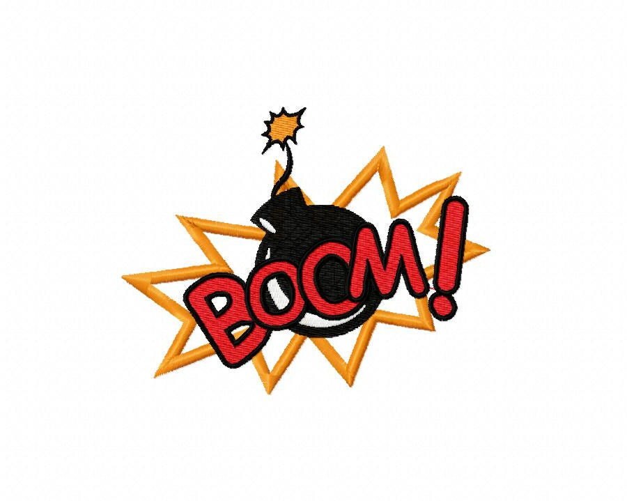 BOOM Embroidery Design super hero Boom and by FabricModern on Etsy